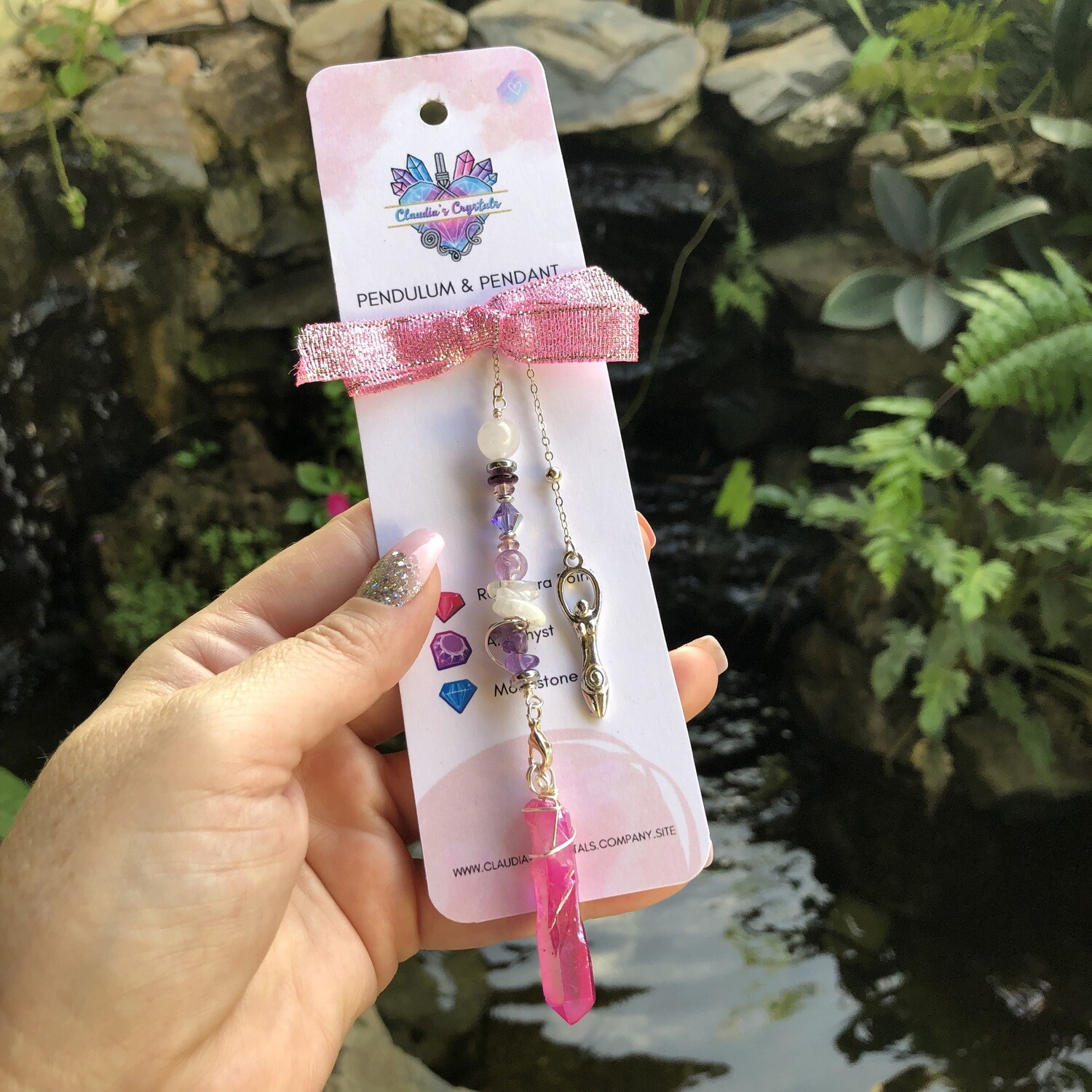 PENDULUM &amp; PENDANT - Rose Aura Quartz Point