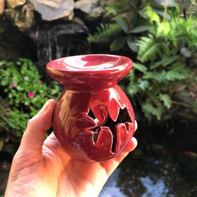 CERAMIC TEA LIGHT OIL DIFFUSE - BURGUNDY