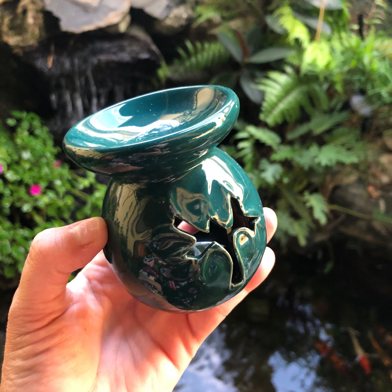CERAMIC TEA LIGHT OIL DIFFUSER - TEAL