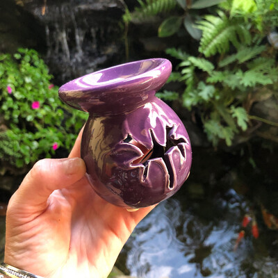 CERAMIC TEA LIGHT OIL DIFFUSER - PURPLE