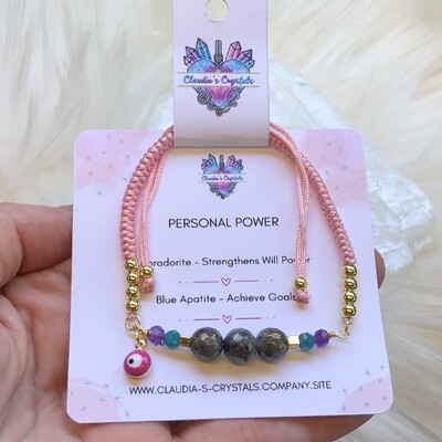 PERSONAL POWER - Gemstone Adjustable Pink Bracelet