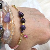 Pink Cord - Adjustable Bracelet - GALAXY TIGERS EYE - Balance, Harmony, Releases Fears, Motivation, Inner Strength