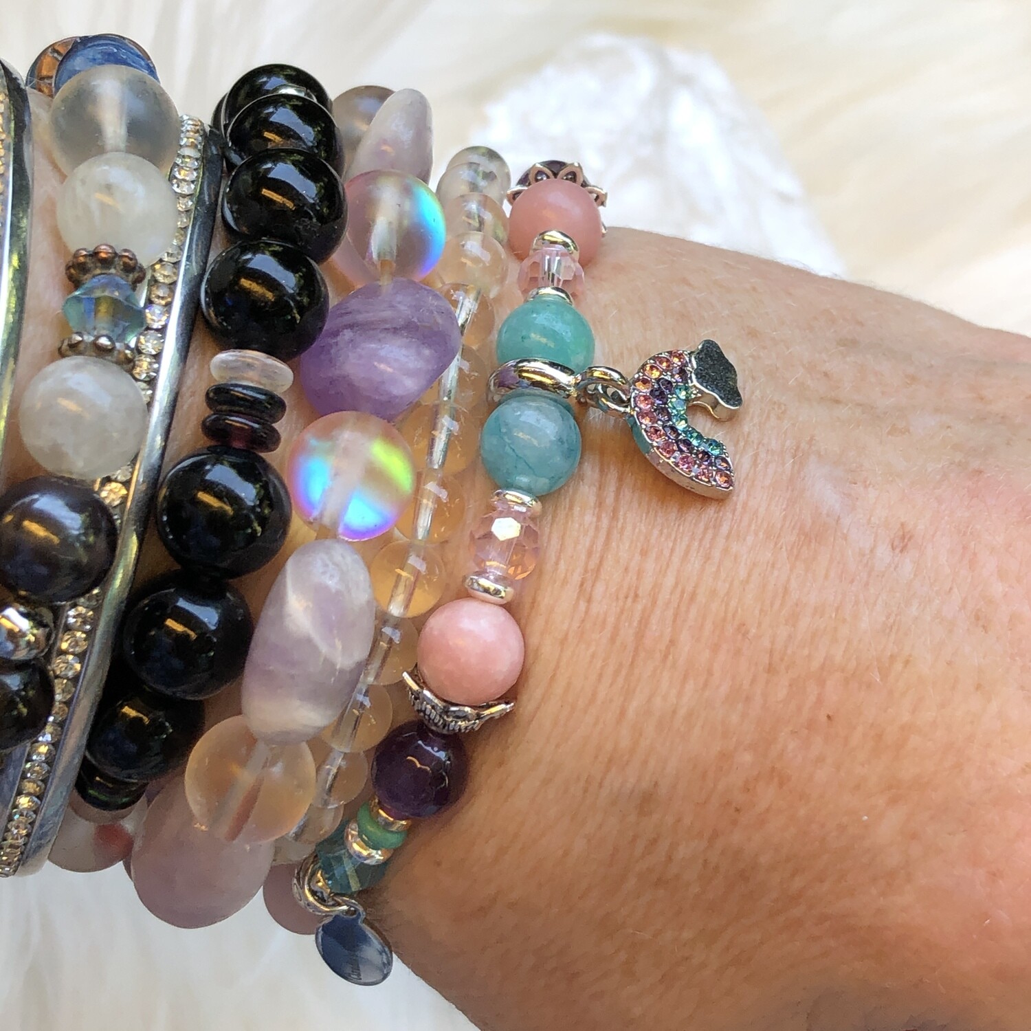 I LOVE MYSELF - Stretch - Gemstone Crystal Therapy Bracelet