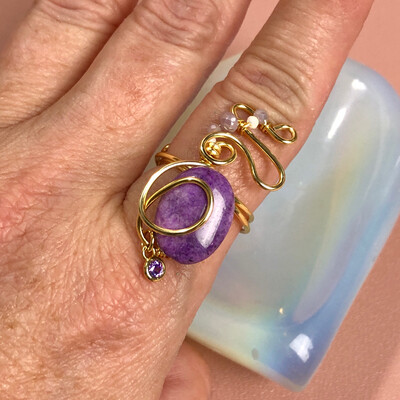 Adjustable Ring - PURPLE CRAZY LACE AGATE