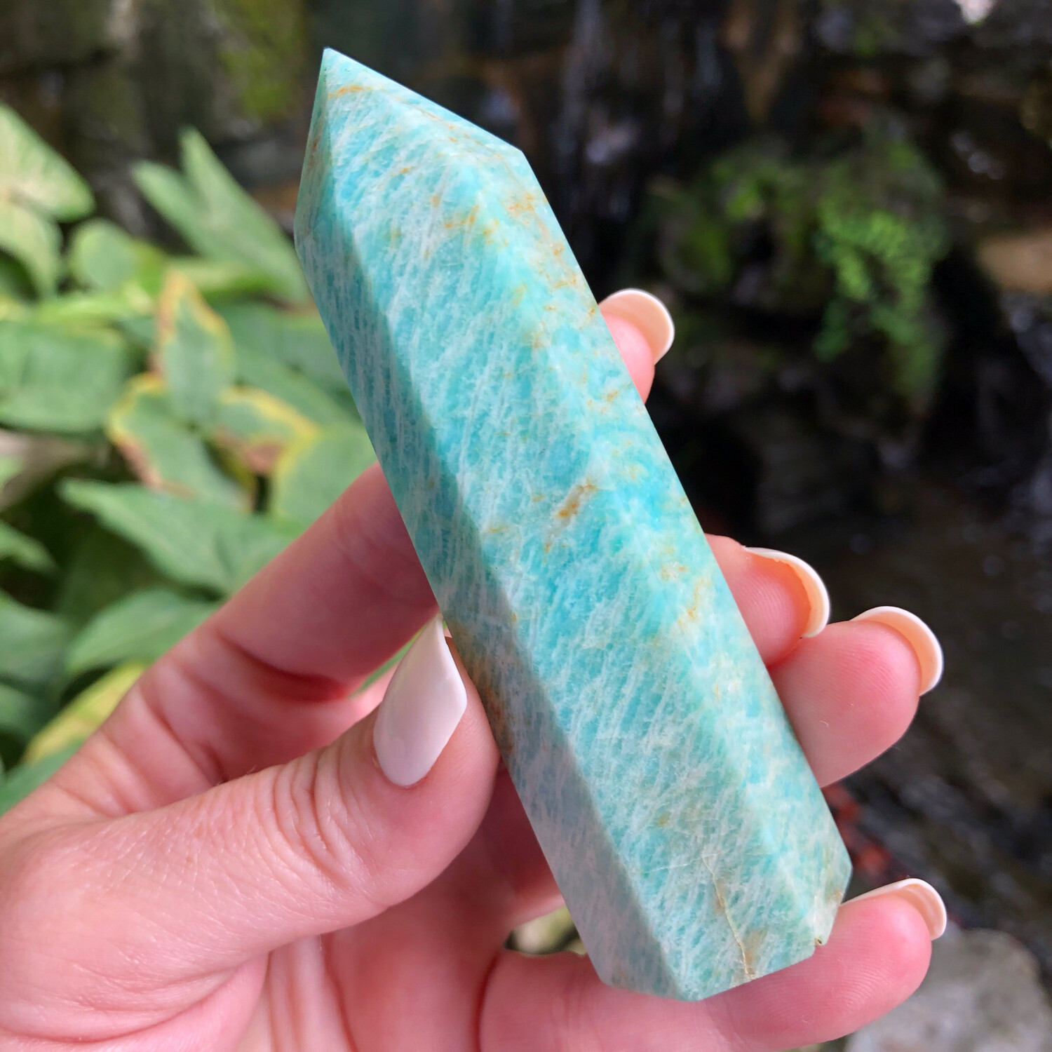 RUSSIAN AMAZONITE - TOWER - 9.5cm -  Hope, Self-truth, Communication