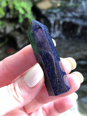 BLUE GOLDSTONE - TOWER - 5.5cm - Positivity, Uplifting, Ambition