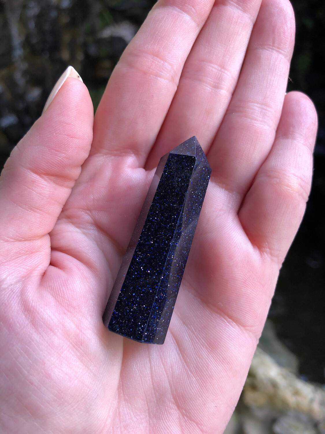 BLUE GOLDSTONE - TOWER - 5.5cm - Positivity, Uplifting, Ambition