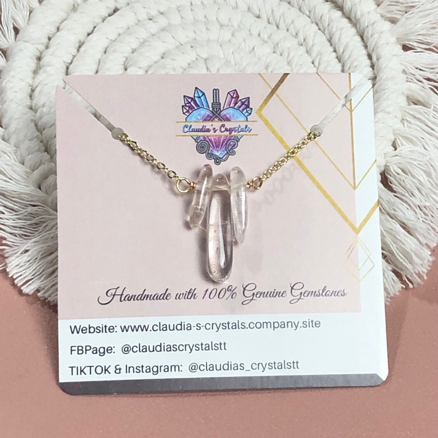 CLEAR QUARTZ - Gold Plated - Gemstone Crystal Therapy Choker Necklace