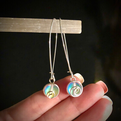 Fantasy Earrings - Silver Plated - Reflective Mermaid Glass Beads