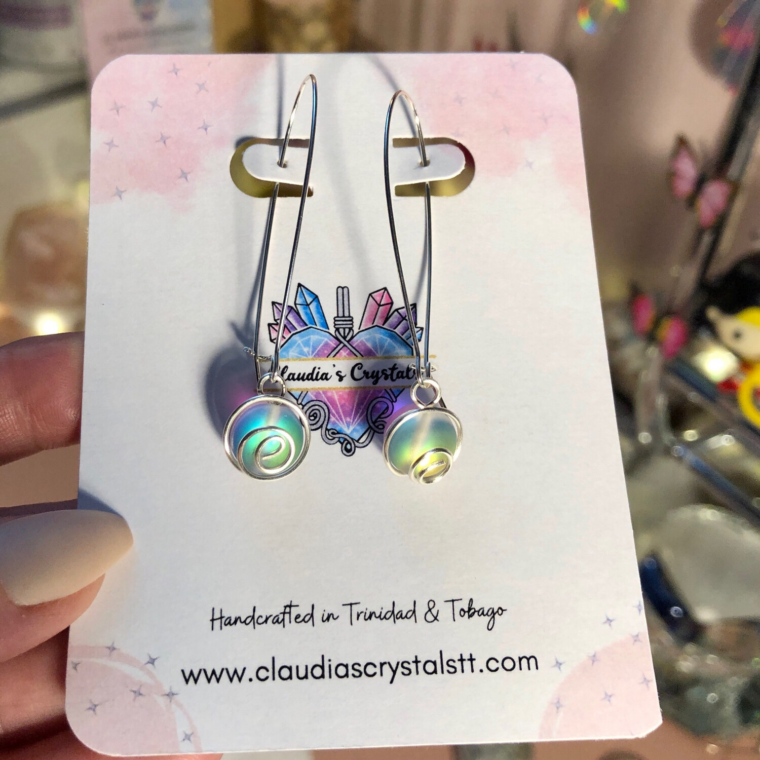 Fantasy Earrings - Silver Plated - Reflective Mermaid Glass Beads