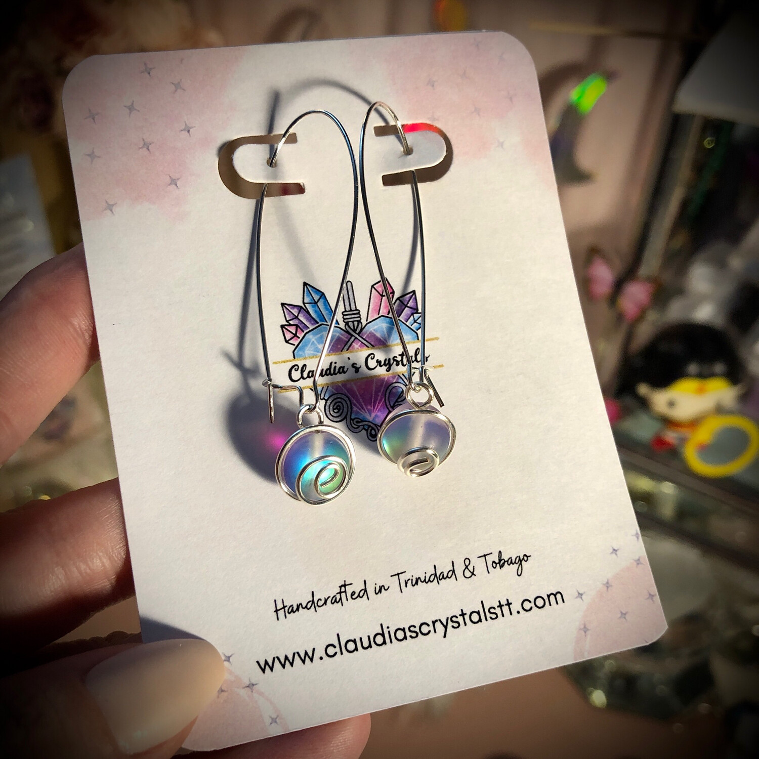Fantasy Earrings - Silver Plated - Reflective Mermaid Glass Beads