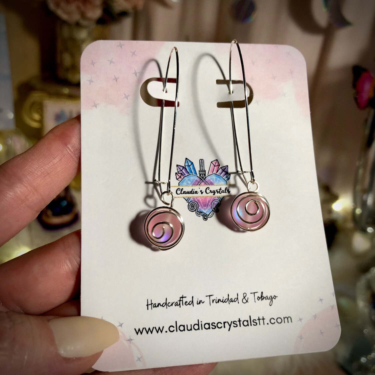 Fantasy Earrings – Silver Plated – Reflective Mermaid Glass