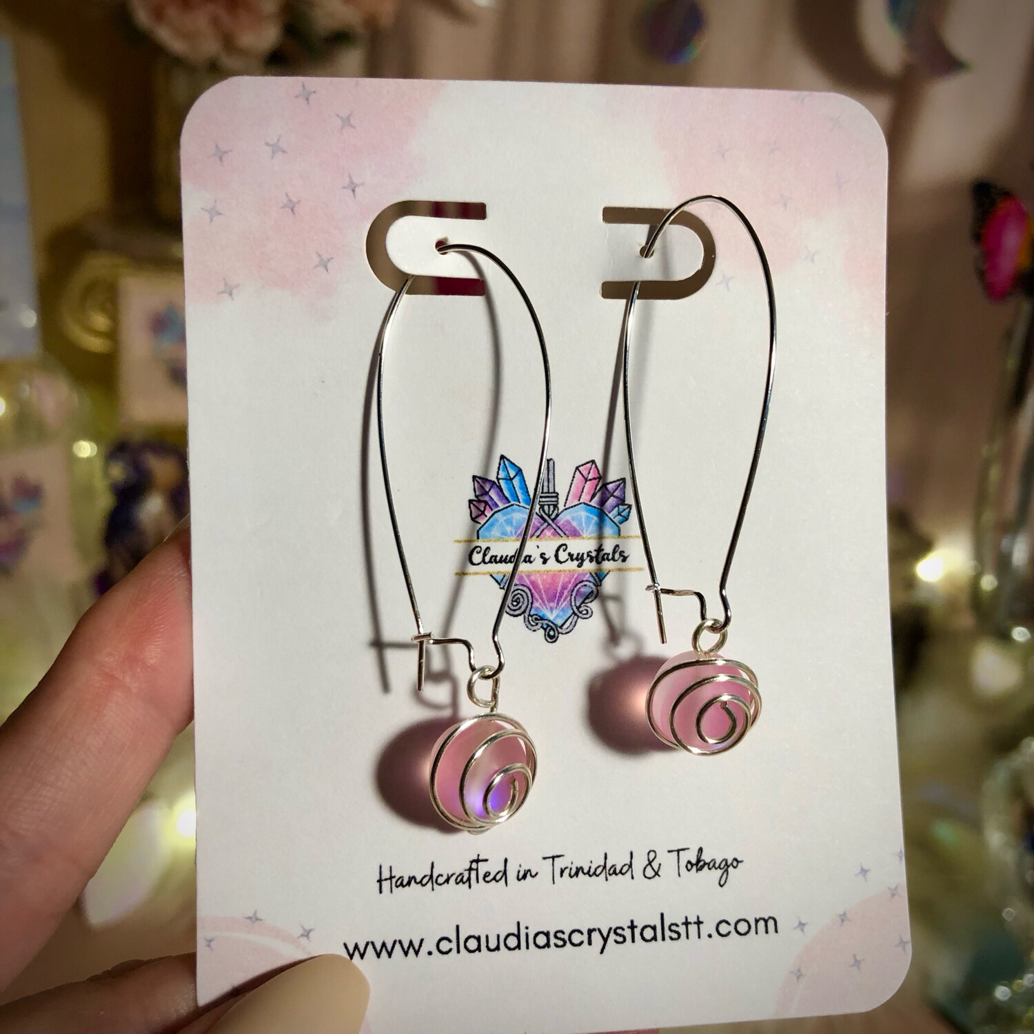 Fantasy Earrings – Silver Plated – Reflective Mermaid Glass