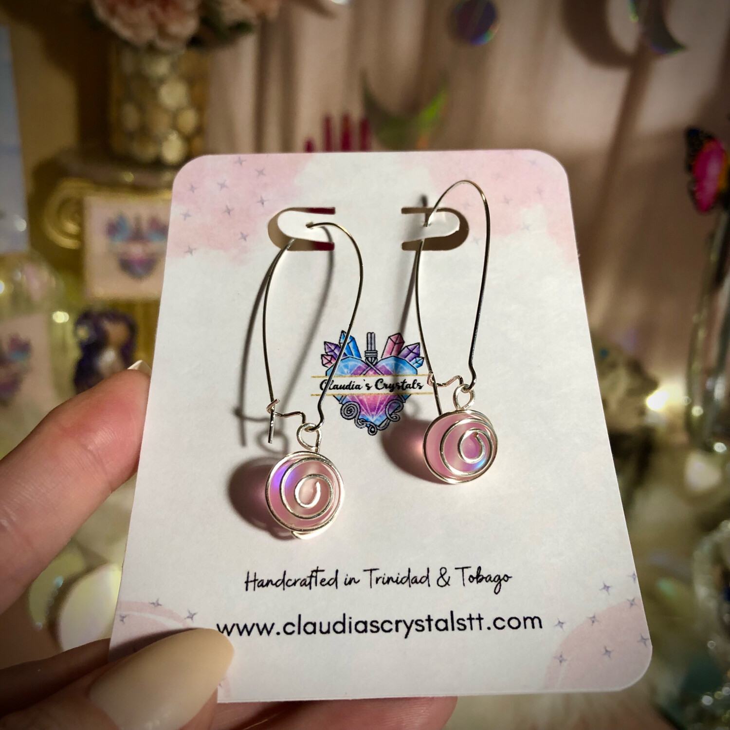 Fantasy Earrings – Silver Plated – Reflective Mermaid Glass