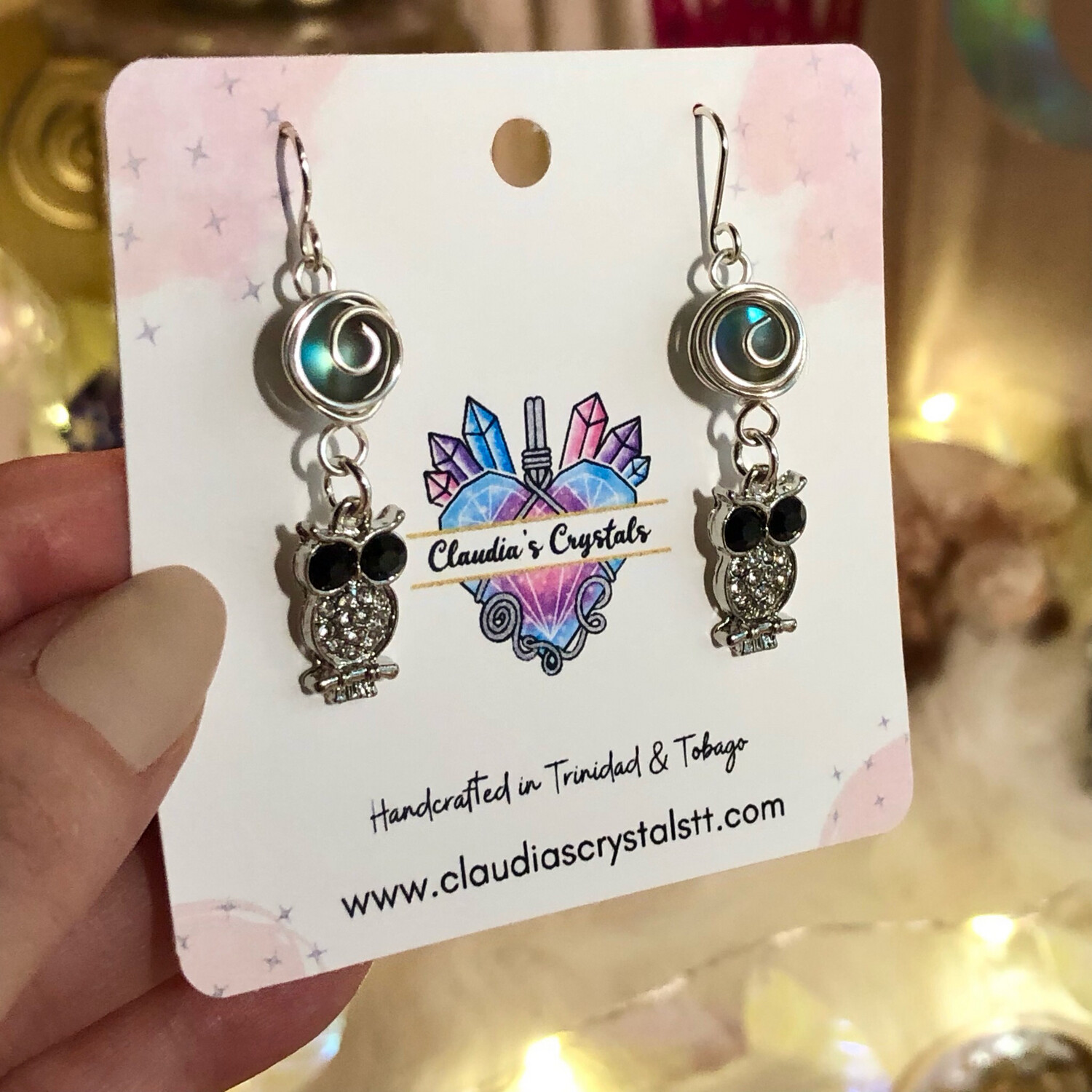 Fantasy Earrings - Silver Plated - Bling Owl Charms