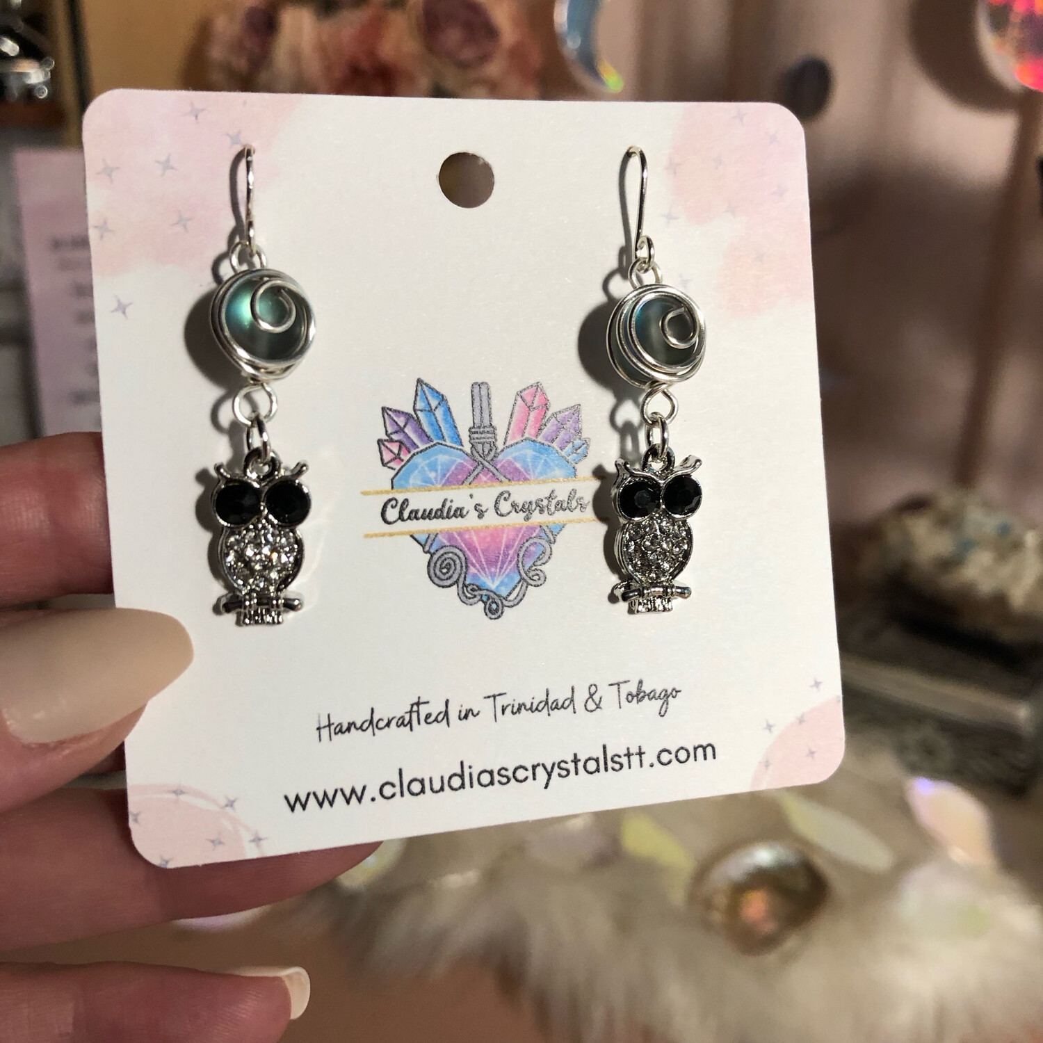 Fantasy Earrings - Silver Plated - Bling Owl Charms