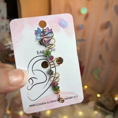 Gemstone Ear Cuff - WATERMELON TOURMALINE