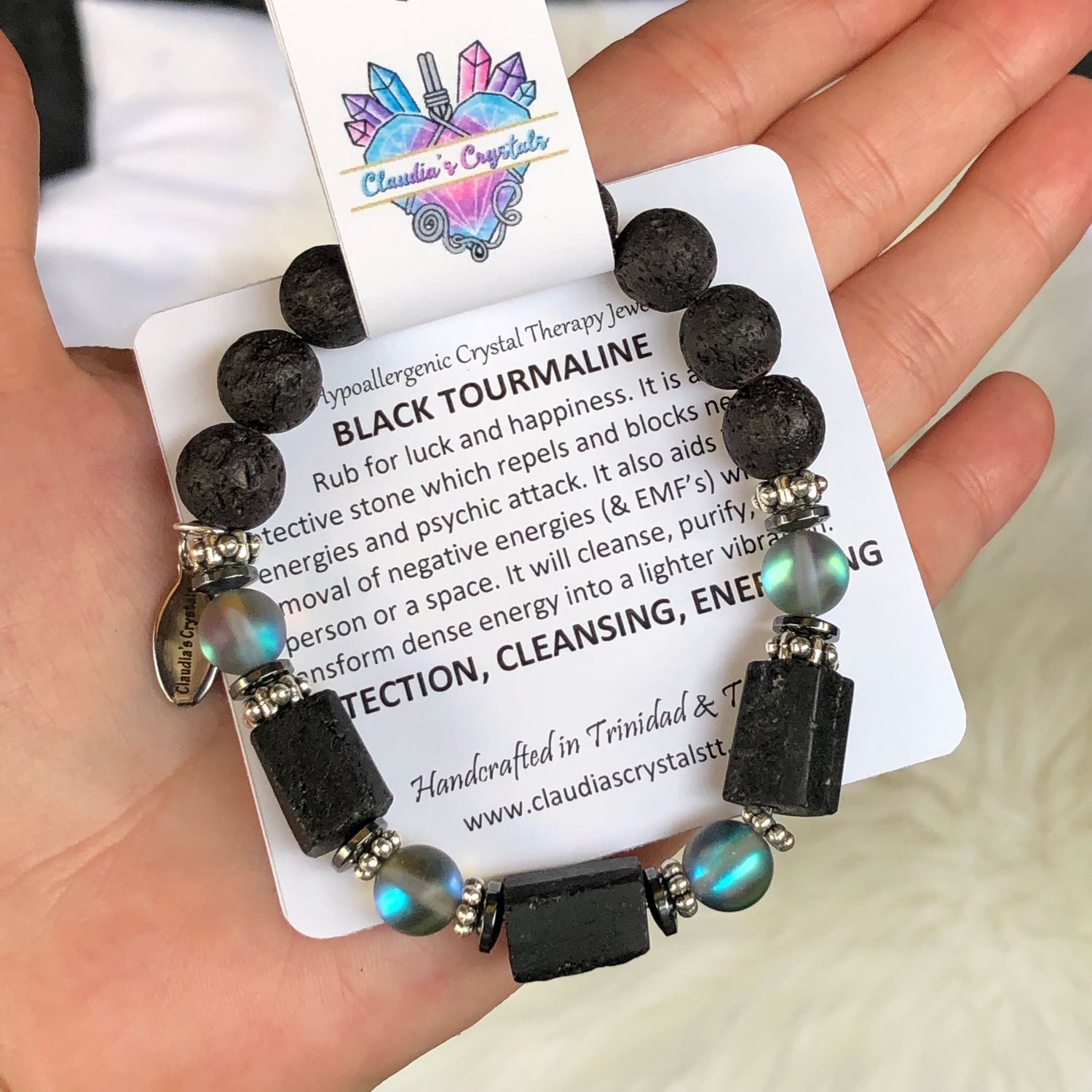 BLACK TOURMALINE - Gemstone Stretch Bracelet