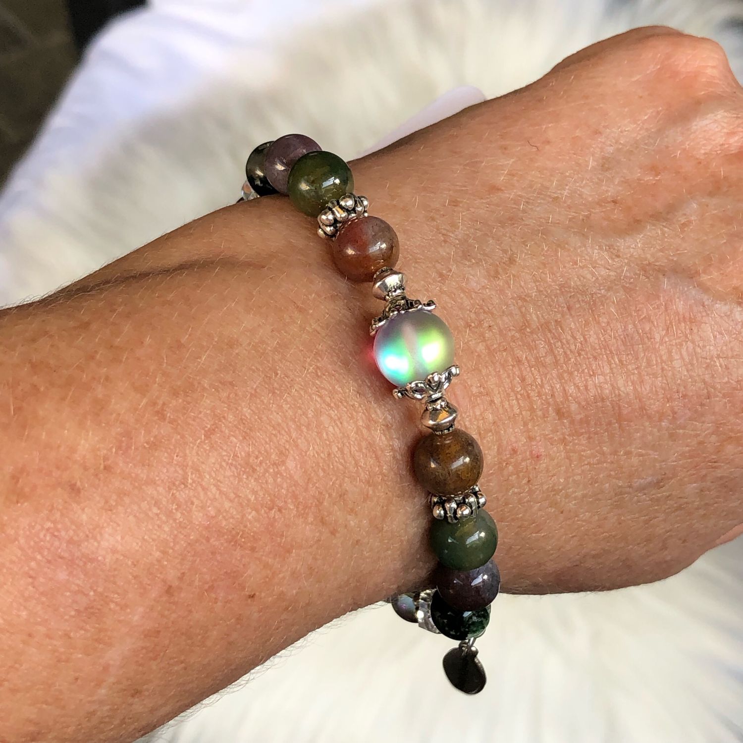 INDIAN AGATE - Gemstone Stretch Bracelet