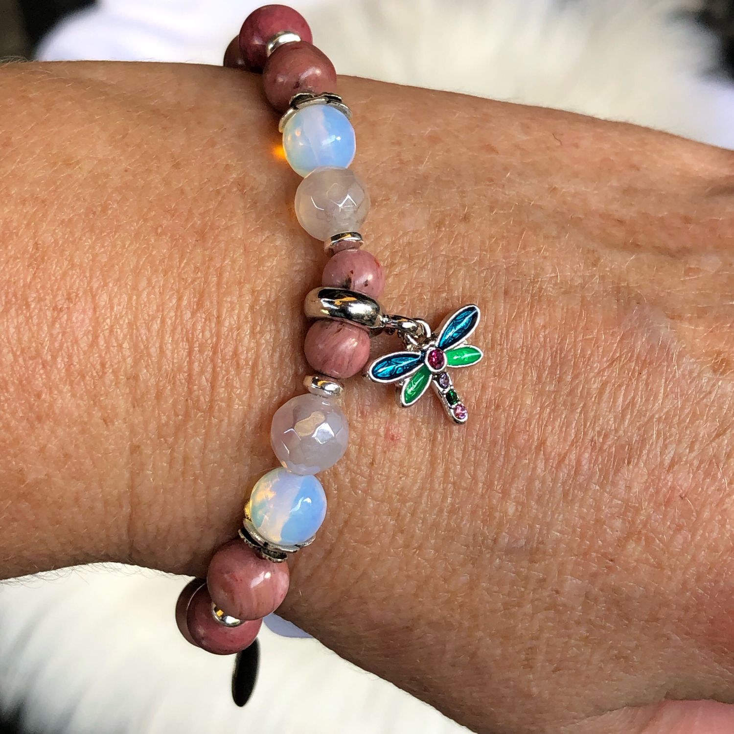 RHODONITE - Stretch - Gemstone Crystal Therapy Bracelet