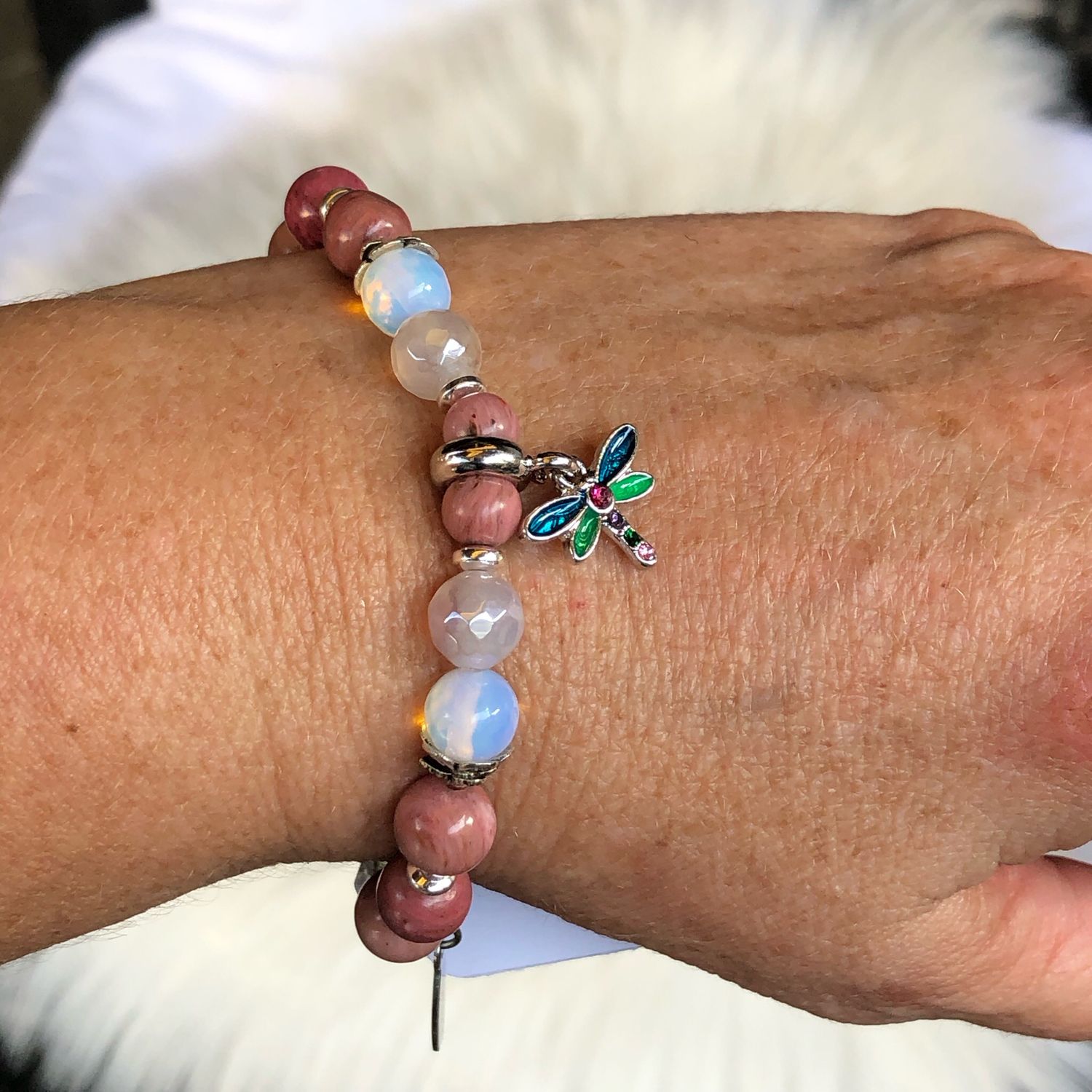 RHODONITE - Stretch - Gemstone Crystal Therapy Bracelet