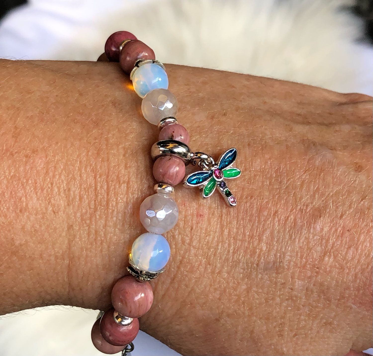 RHODONITE - Stretch - Gemstone Crystal Therapy Bracelet