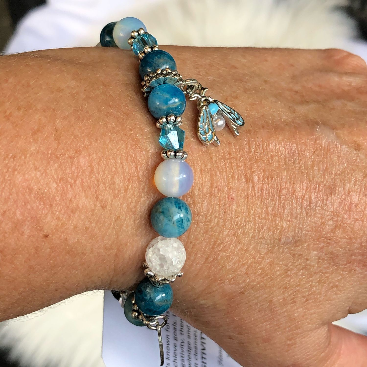 BLUE APATITE - Stretch - Gemstone Crystal Therapy Bracelet
