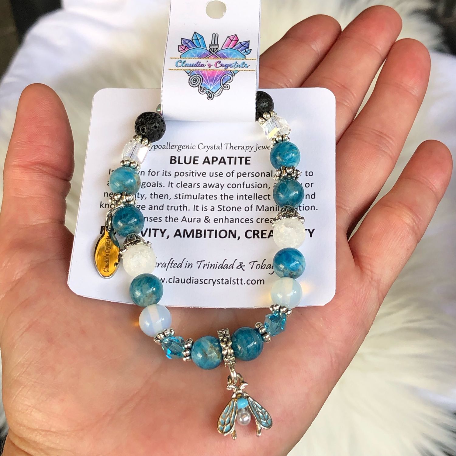 BLUE APATITE - Stretch - Gemstone Crystal Therapy Bracelet