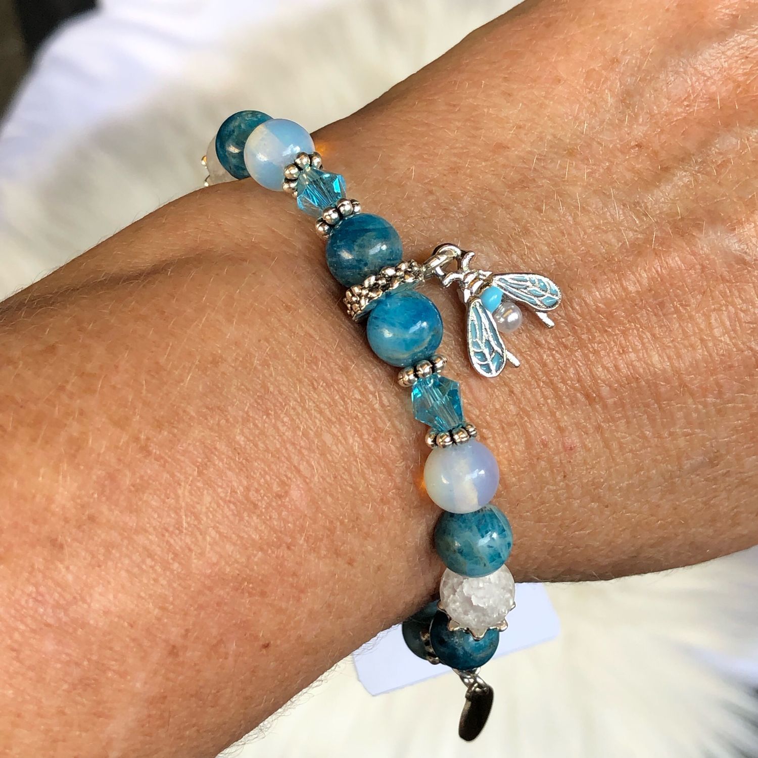 BLUE APATITE - Stretch - Gemstone Crystal Therapy Bracelet