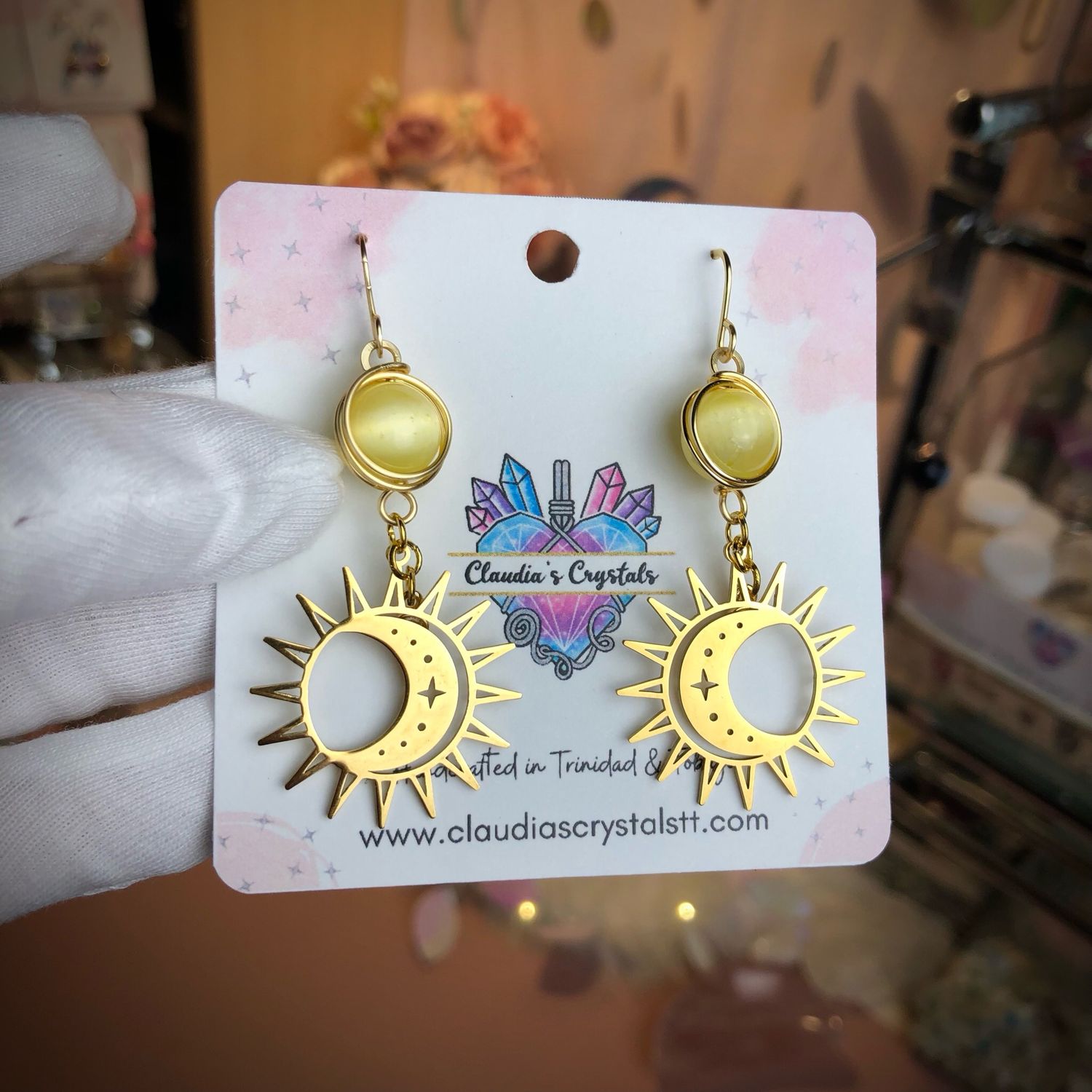 Gemstone Earrings - YELLOW SELENITE - 18k Gold Plated