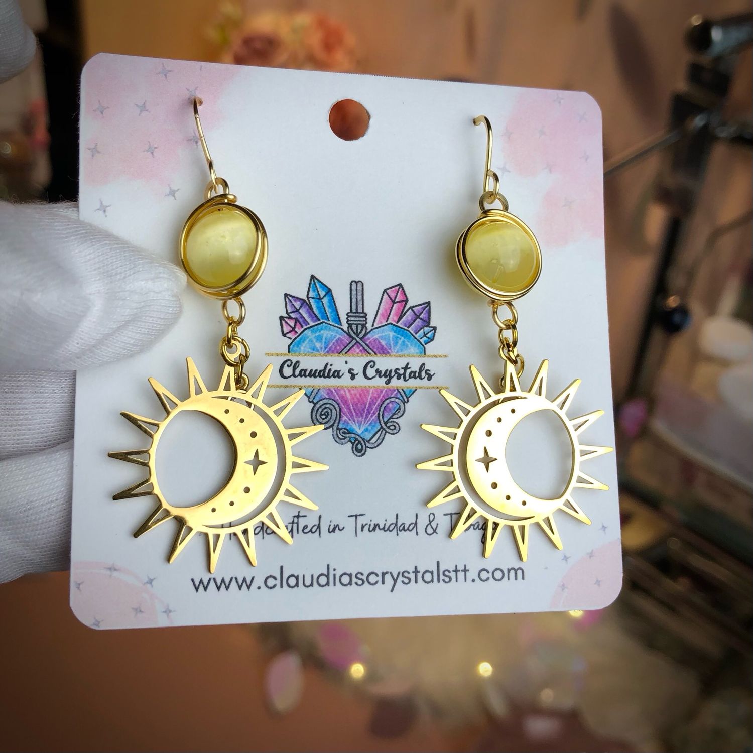 Gemstone Earrings - YELLOW SELENITE - 18k Gold Plated