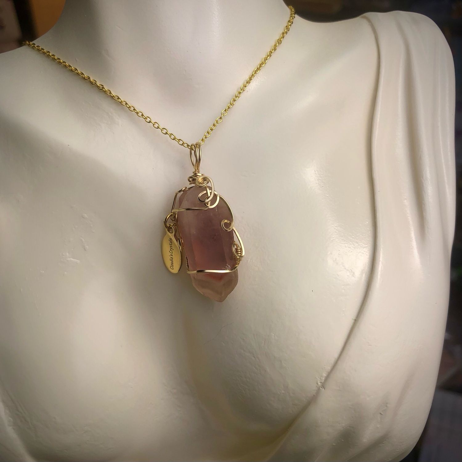 RED PHANTOM QUARTZ - 14k Gold Filled - Gemstone Crystal Therapy Pendant