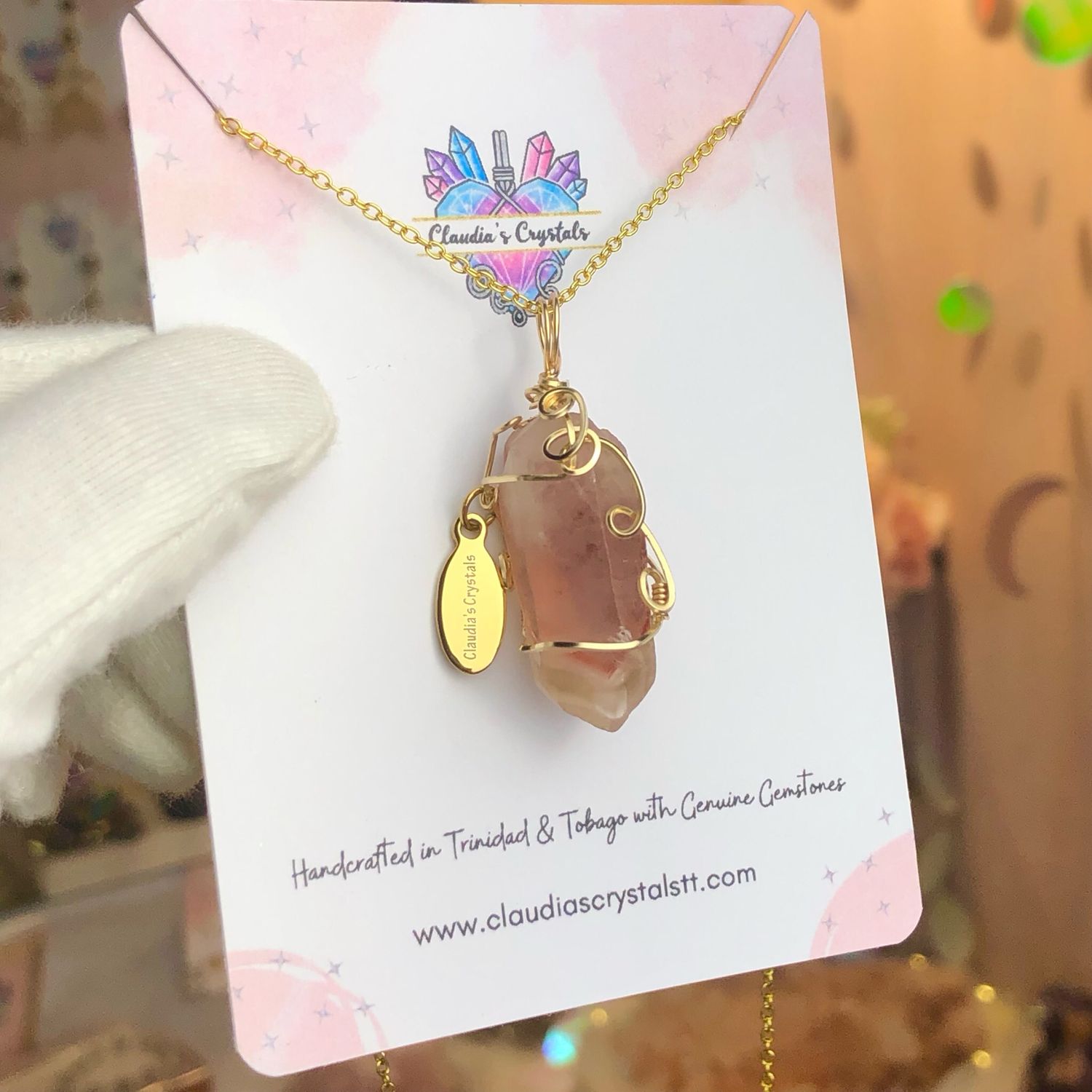 RED PHANTOM QUARTZ - 14k Gold Filled - Gemstone Crystal Therapy Pendant