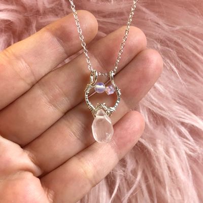 ROSE QUARTZ FACETED - Crystal Therapy Pendant – Sterling Silver Accent with Opalite