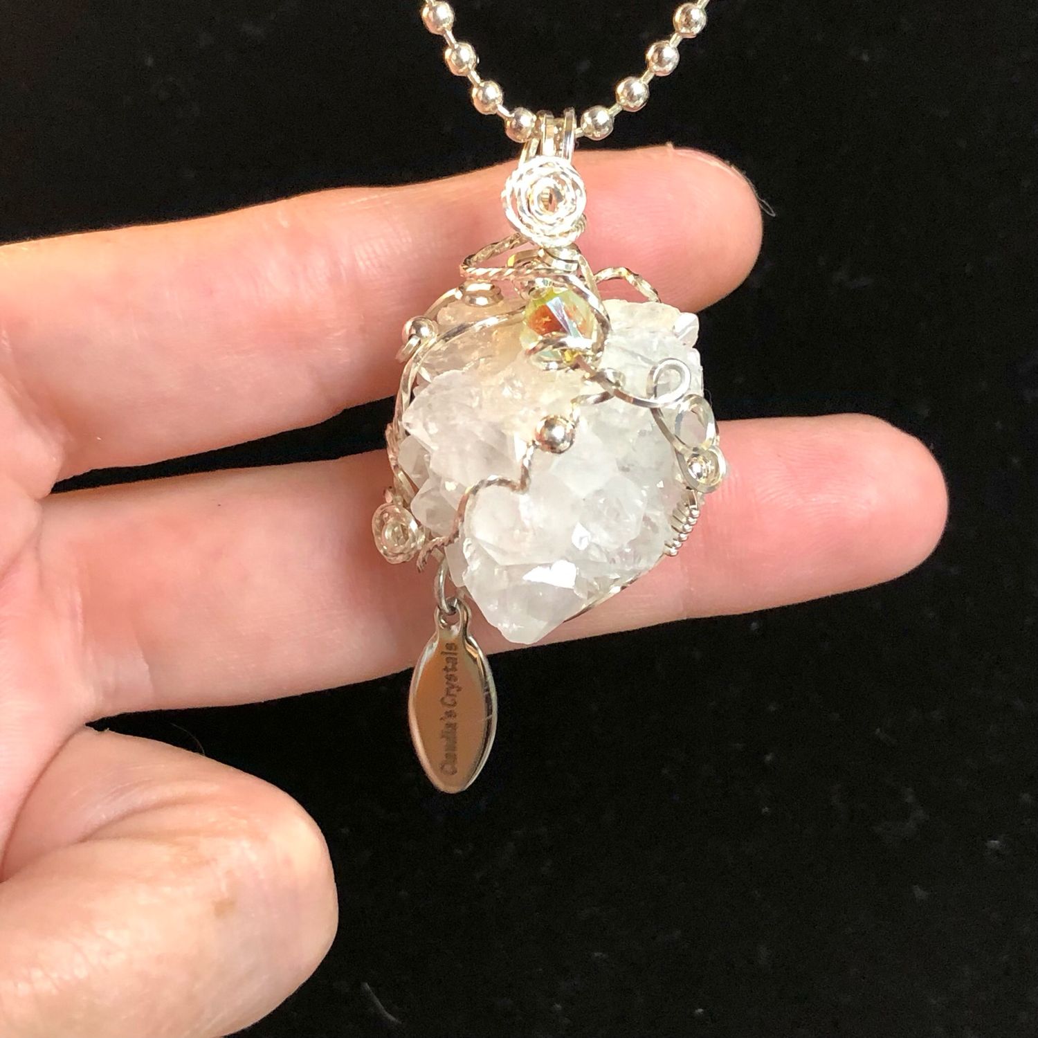 CLEAR QUARTZ DRUZY - Sterling Silver - Gemstone Crystal Therapy Pendant