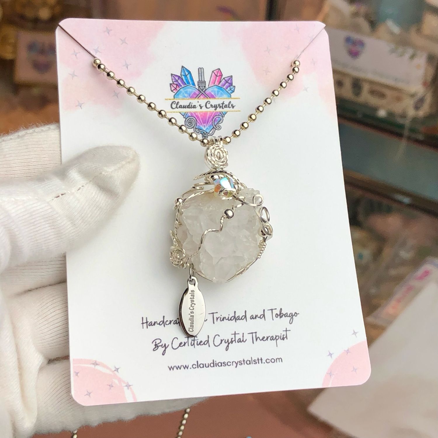 CLEAR QUARTZ DRUZY - Sterling Silver - Gemstone Crystal Therapy Pendant