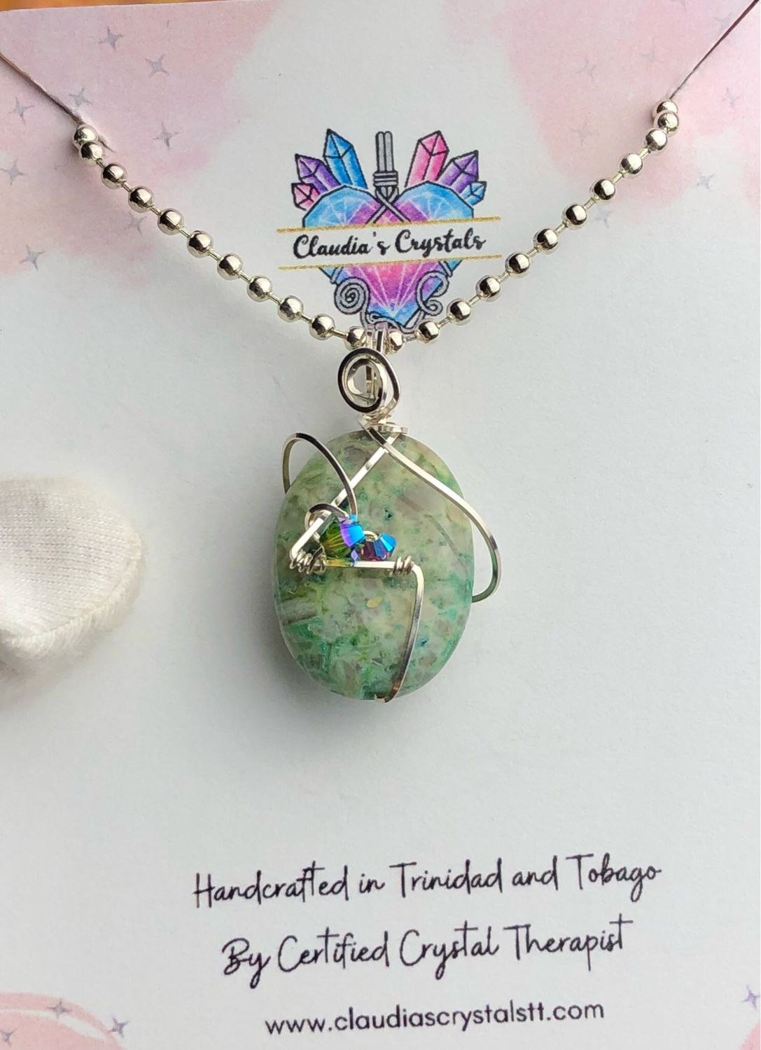 GREEN CRAZY LACE AGATE - Gemstone Pendant