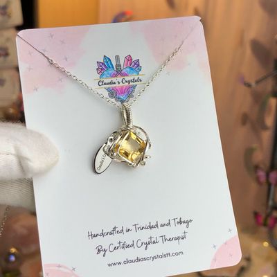 GEM QUALITY CITRINE - Origin: Africa - Gemstone Crystal Therapy Pendant - Sterling Silver