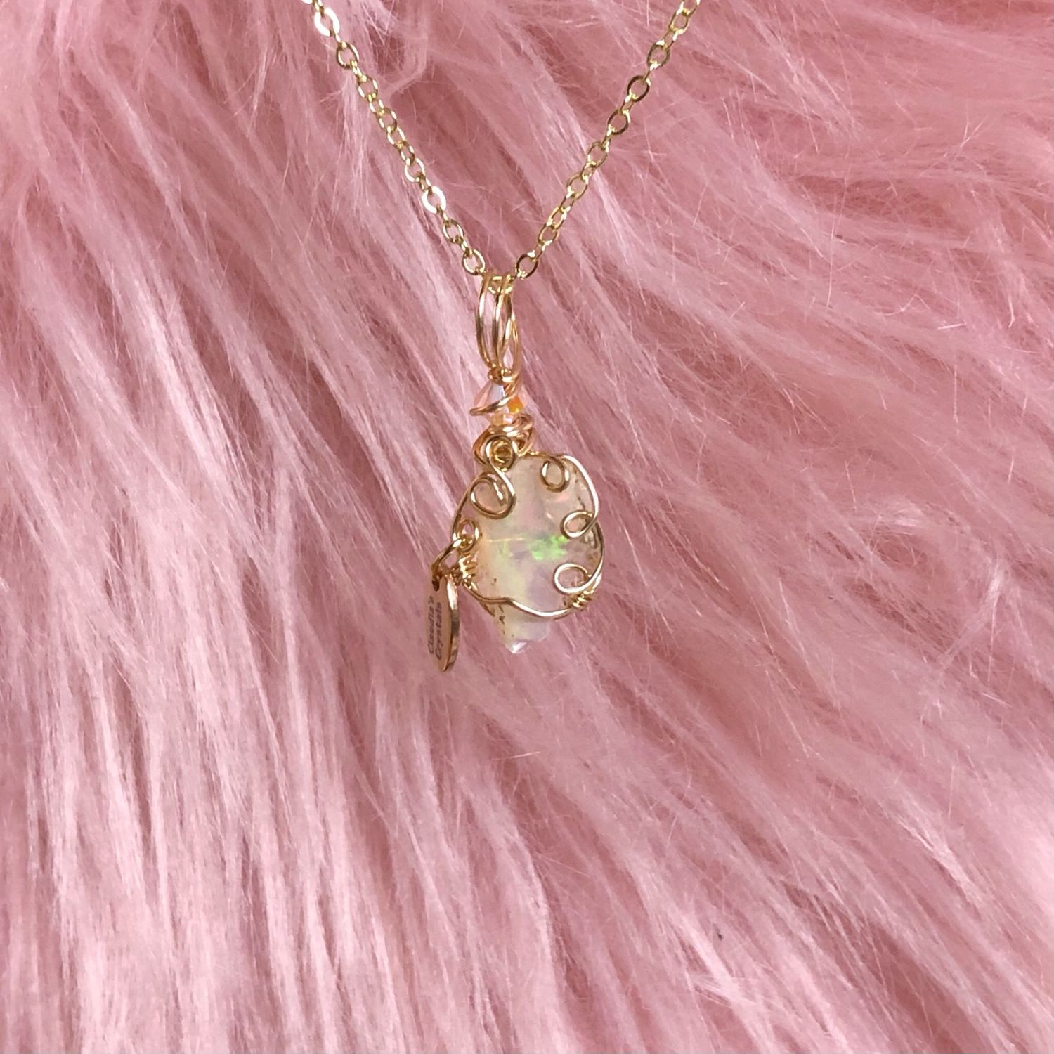 RAW ETHIOPIAN FIRE OPAL - 14k Gold Filled - Gemstone Crystal Therapy Pendant