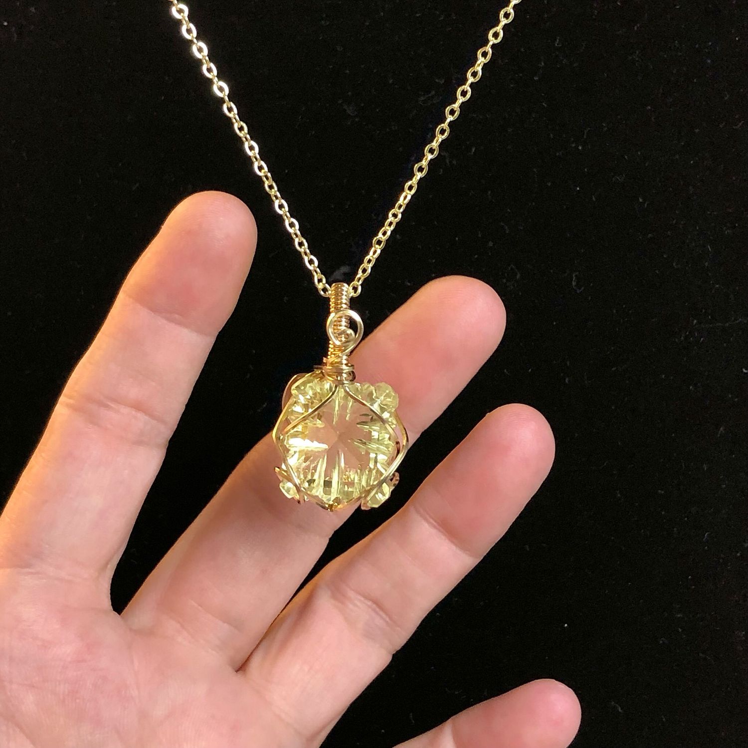 LEMON QUARTZ - Gem Quality - 14k Gold Filled - Crystal Therapy Pendant