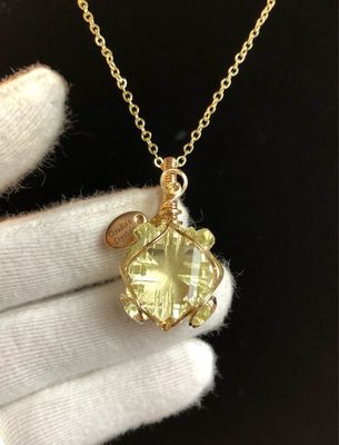 GEM QUALITY LEMON QUARTZ - 14k Gold Filled - Gemstone Crystal Therapy Pendant