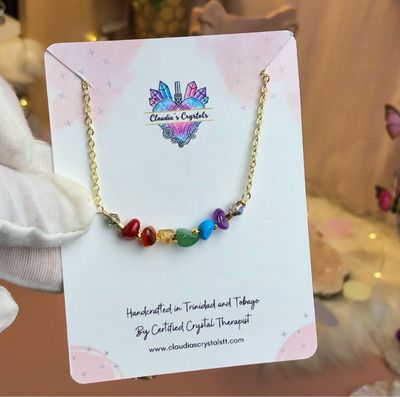 CHAKRA BALANCING - Gold Plated - Crystal Therapy Choker Necklace