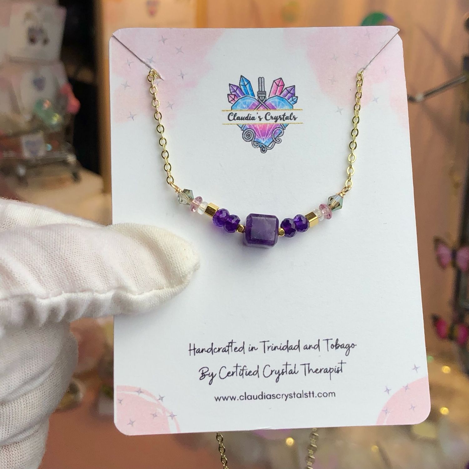 AMETHYST - Gold Plated - Crystal Therapy Choker Necklace