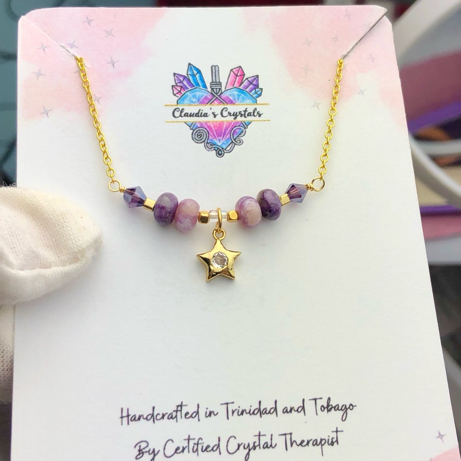 CHAROITE - Gold Plated - Crystal Therapy Choker Necklace