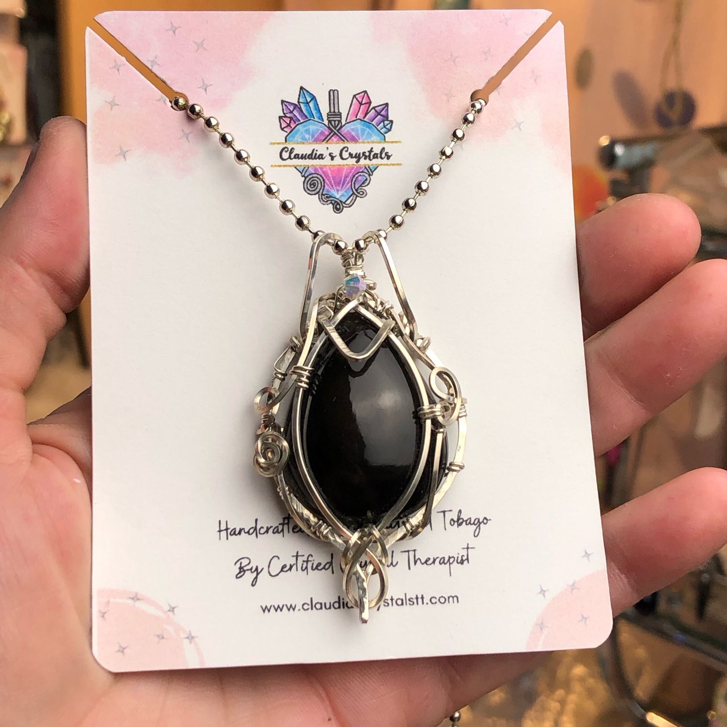 RAINBOW OBSIDIAN - Sterling Silver - Gemstone Crystal Therapy Pendant