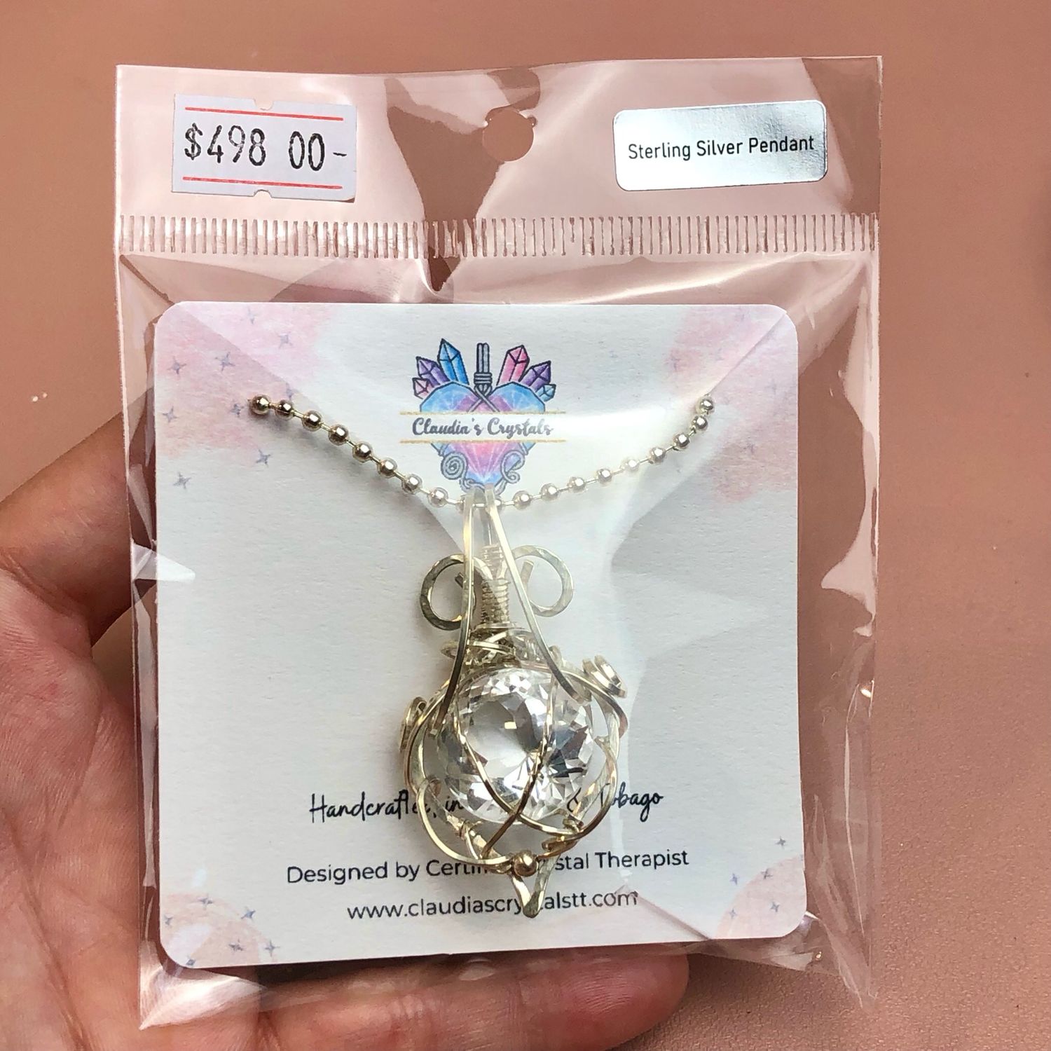 GEM QUALITY CLEAR QUARTZ - Sterling Silver - Gemstone Crystal Therapy Pendant