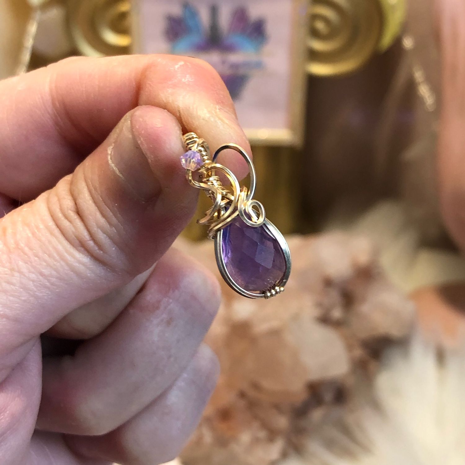 AMETHYST - 14k Gold Filled - Gemstone Crystal Therapy Pendant