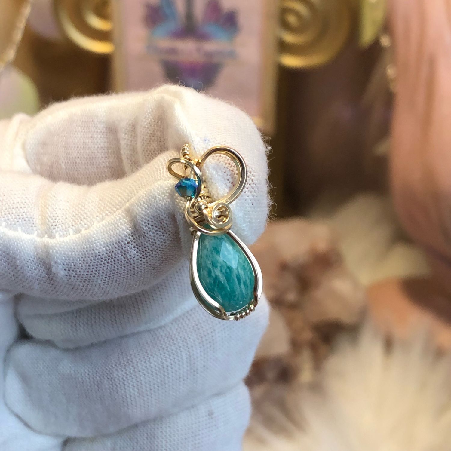 AMAZONITE (Russian) - 14k Gold Filled - Gemstone Crystal Therapy Pendant