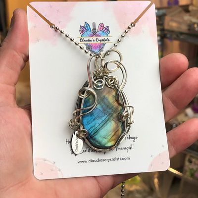 LABRADORITE - Sterling Silver - Gemstone Crystal Therapy Pendant