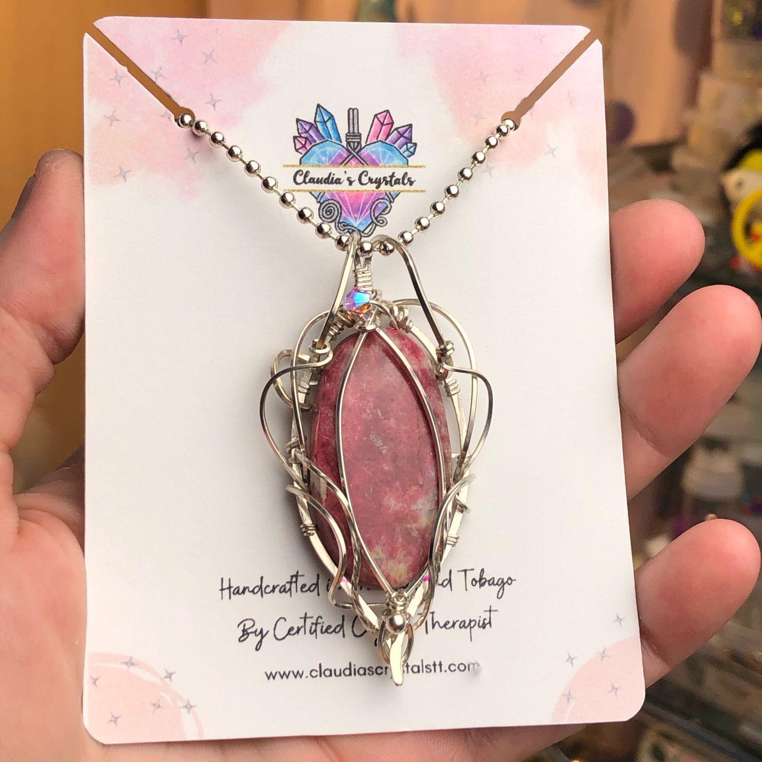 THULITE - Sterling Silver - Gemstone Crystal Therapy Pendant